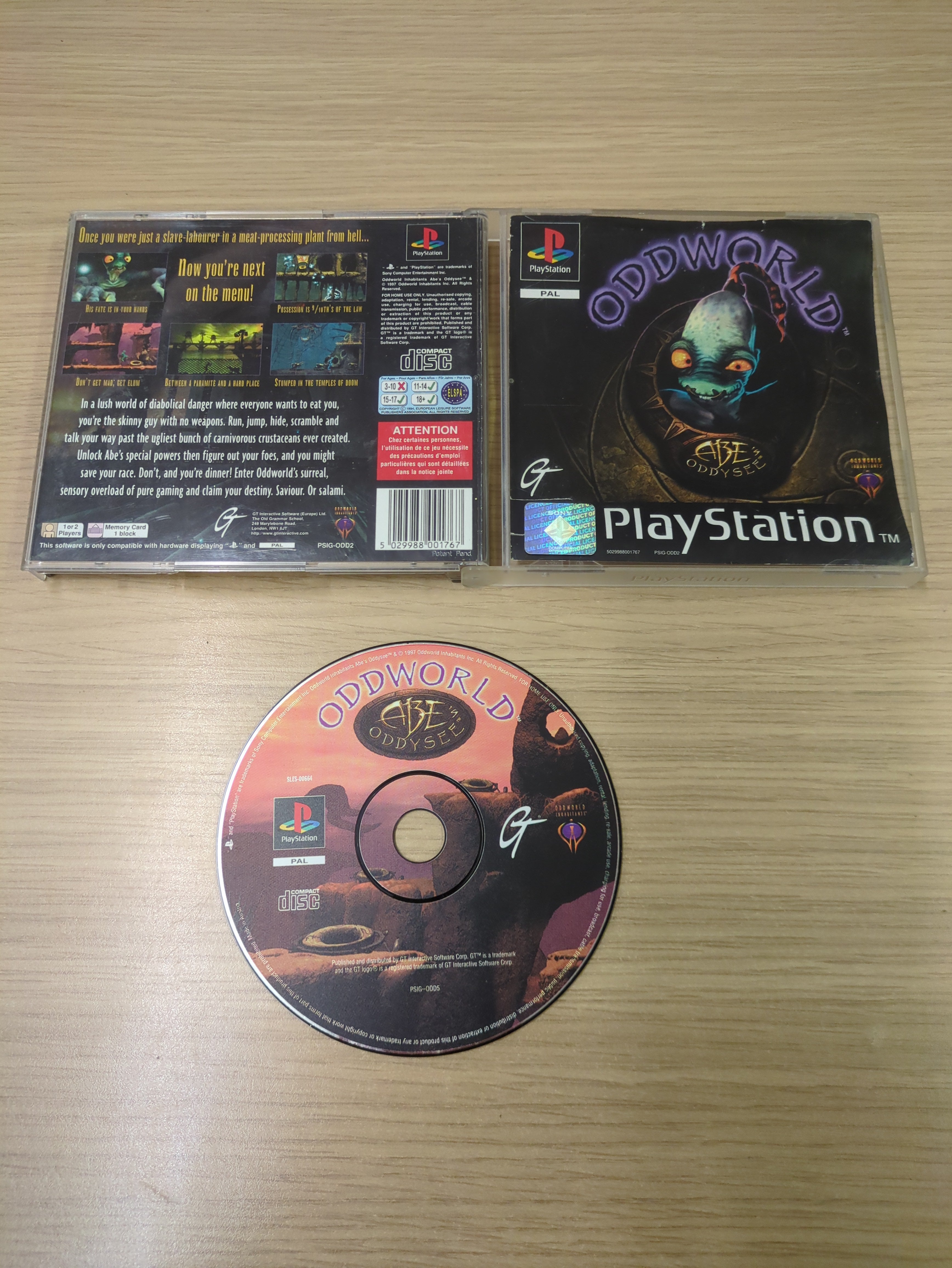 Oddworld Abe's Oddysee Sony PS1 game Oddworld Abe's Oddysee Sony PS1 game